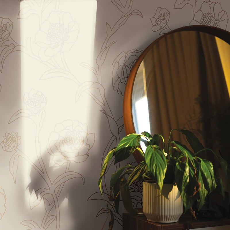 Tempaper Metallic Gold Leaf Peonies Removable Peel and Stick Floral Wallpaper, 20.5 in X 16.5 ft, Made in the USA - Image 4